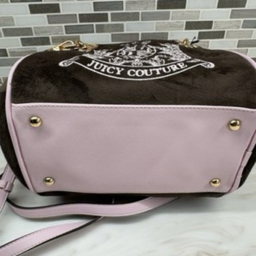 Juicy Couture Pink and Brown Satchel with Gold Accents - Picture 7 of 7